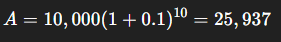 A $10,000 investment at 10% annual return for 10 years